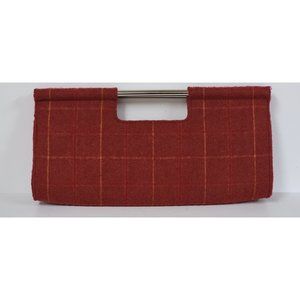 Designer PUTU by J. MacLear Retro Red Orange Plaid Check Clutch Handbag